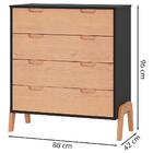 Kit 2 Mesas De Cabeceira E Comoda 4 Gavetas Grafite Pinus Hec