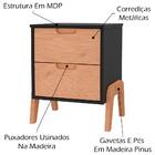 Kit 2 Mesas De Cabeceira E Comoda 4 Gavetas Grafite Pinus Hec