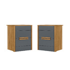 Kit 2 Mesas De Cabeceira Emporium 2 Gavetas Freijó Cinza Tana