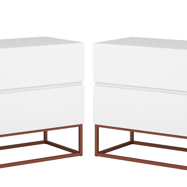 Kit 2 Mesas De Cabeceira Eros 45cm  2 Gavetas Corrediça Teles