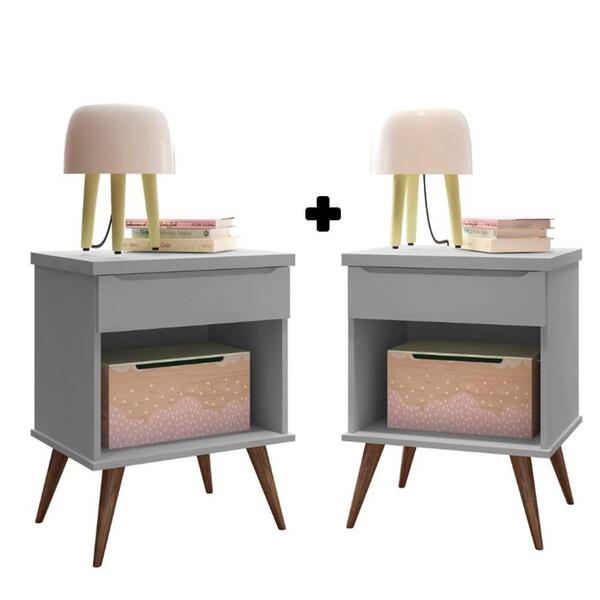 Kit 2 Mesas De Cabeceira Infantil Cinza Kayo Shop Jm Baby
