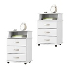 Kit 2 Mesas de Cabeceira Luxo com 3 gavetas cada - Branco