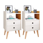 Kit 2 Mesas de Cabeceira Mesinhas Quarto Com Nicho e Gavetas