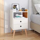 Kit 2 Mesas de Cabeceira Mesinhas Quarto Com Nicho e Gavetas