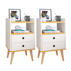 Kit 2 Mesas de Cabeceira Mesinhas Quarto Com Nicho e Gavetas