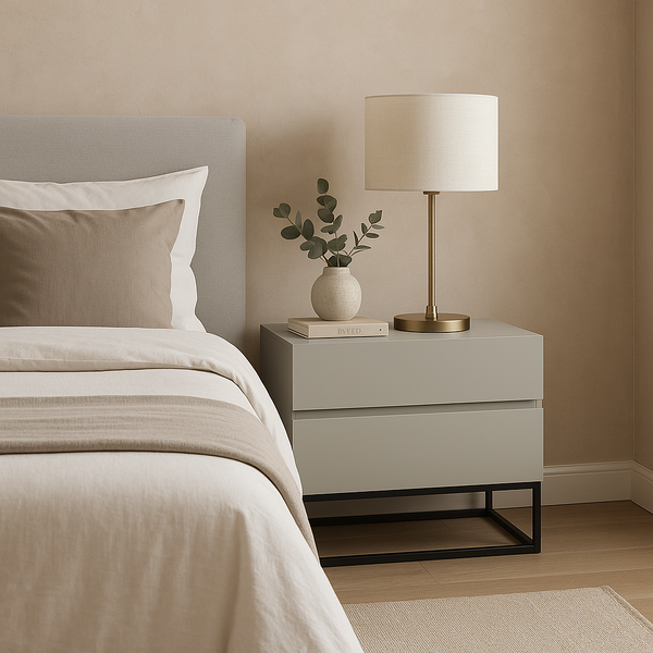 Kit 2 Mesas De Cabeceira Off White Eros 60 cm Estilo Industri