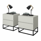Kit 2 Mesas De Cabeceira Off White Eros 60 cm Estilo Industri
