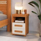 Kit 2 Mesas De Cabeceira Pés Madeira 2 Gavs Tóquio 100% Mdf N