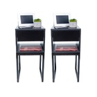 Kit 2 Mesas De Cabeceira Preta Eco C/ Base Preta Industrial