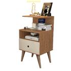 Kit 2 Mesas De Cabeceira Retrô 1 Gaveta Madeirado/off White