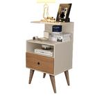 Kit 2 Mesas De Cabeceira Retrô 1 Gaveta Off White/madeirado