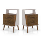Kit 2 Mesas De Cabeceira Retrô 2 Gavetas Pés Palito Arizona F