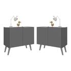 Kit 2 Mesas De Cabeceira Retrô 2 Portas Multimóveis Mp4138