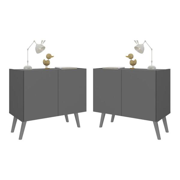 Kit 2 Mesas De Cabeceira Retrô 2 Portas Multimóveis Mp4138