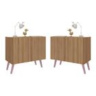 Kit 2 Mesas De Cabeceira Retrô 2 Portas Multimóveis Mp4138