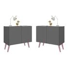 Kit 2 Mesas De Cabeceira Retrô 2 Portas Multimóveis Mp4138