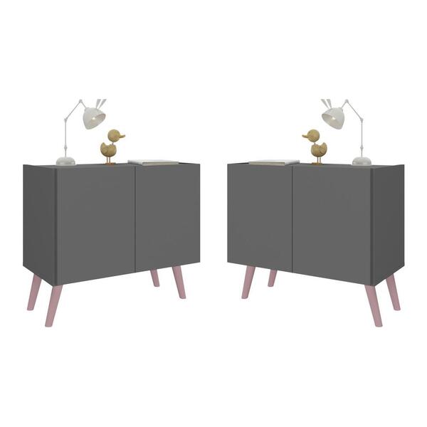 Kit 2 Mesas De Cabeceira Retrô 2 Portas Multimóveis Mp4138