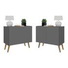 Kit 2 Mesas De Cabeceira Retrô 2 Portas Multimóveis Mp4138