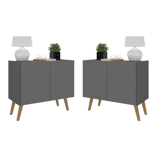 Kit 2 Mesas De Cabeceira Retrô 2 Portas Multimóveis Mp4138