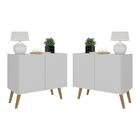 Kit 2 Mesas De Cabeceira Retrô 2 Portas Multimóveis Mp4138