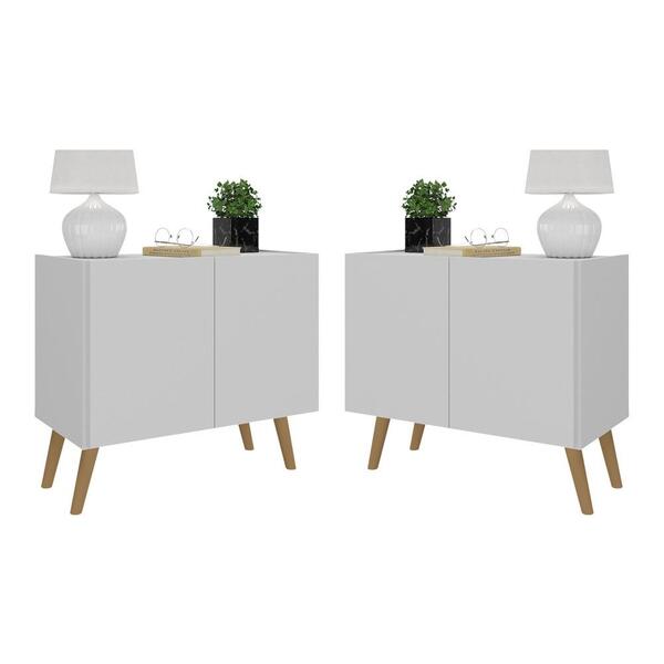 Kit 2 Mesas De Cabeceira Retrô 2 Portas Multimóveis Mp4138