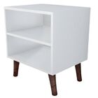 Kit 2 Mesas De Cabeceira Retrô Branca Pés Palito 2 Prateleira