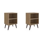 Kit 2 Mesas De Cabeceira Retrô Com Prateleira  Marrom