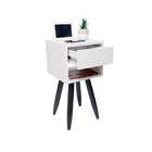 Kit 2 Mesas De Cabeceira Retrô Off White 40x60cm Pés Marrom