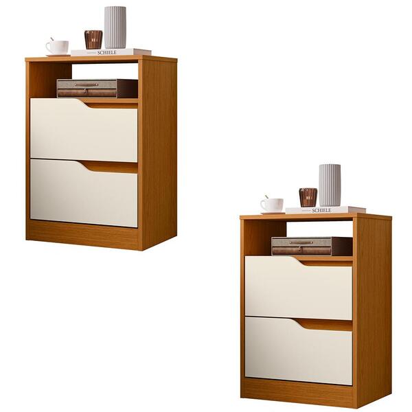 Kit 2 Mesas De Cabeceira Sole Com 2 Gavetas E Nicho