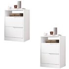 Kit 2 Mesas De Cabeceira Sole Com 2 Gavetas E Nicho