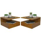 Kit 2 Mesas De Cabeceira Suspensa 1 Gaveta Inferior Freijó