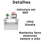 Kit 2 Mesas De Cabeceira Suspensa 30 Cm Com Gaveta Mdf Branco