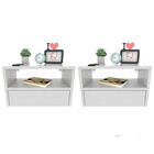Kit 2 Mesas De Cabeceira Suspensa 40 Cm Com Gaveta Mdf Branco