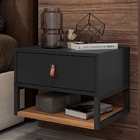 Kit 2 Mesas De Cabeceira Suspensa West Preto/noce