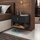 Kit 2 Mesas De Cabeceira Suspensa West Preto/noce