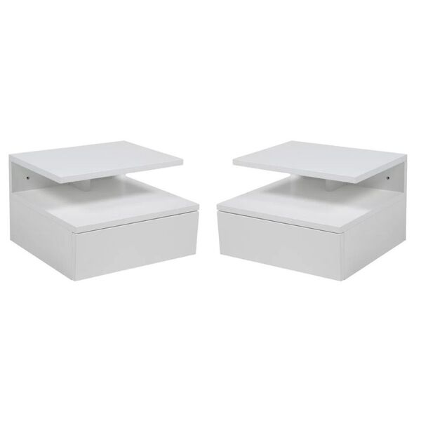 Kit 2 Mesas De Cabeceira Suspensas Piccola Brancas Gaveta Inf
