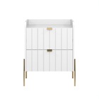 Kit 2 Mesas De Cabeceira Vênus Mdf 45cm Branco/dourado