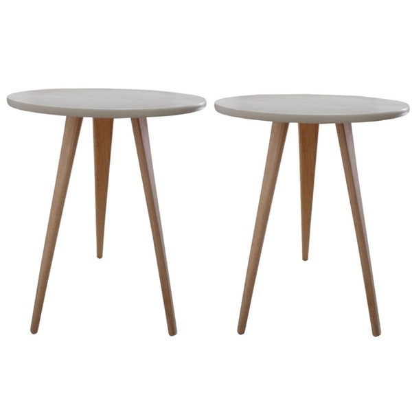 Kit 2 Mesas De Canto Lateral E Apoio Sala Quarto 56 Cm Off Wh