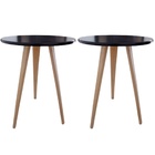 Kit 2 Mesas De Canto Lateral E Apoio Sala Quarto 56 Cm Preto