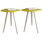 Kit 2 Mesas De Canto Lateral E Apoio Sala Quarto 68 Cm Amarelo