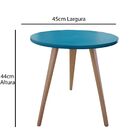 Kit 2 Mesas De Canto Lateral Redonda Retrô Karina Azul 44 Cm