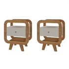 Kit 2 Mesas De Canto Turn 1 Gaveta Com Usb Cinamomo/off White