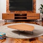 Kit 2 Mesas De Centro Capri Formato Orgânico Preto / Madeira