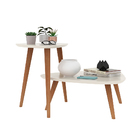 Kit 2 Mesas De Centro E Apoio Retrô Valentina - Off White - R