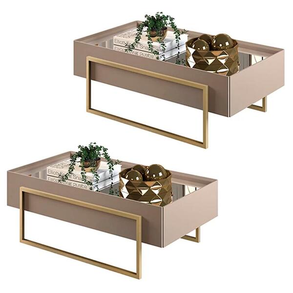 Kit 2 Mesas De Centro Espelhada Para Sala De Estar Suri Amaru