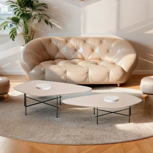 Kit 2 Mesas De Centro Formato Orgânico Capri Off White