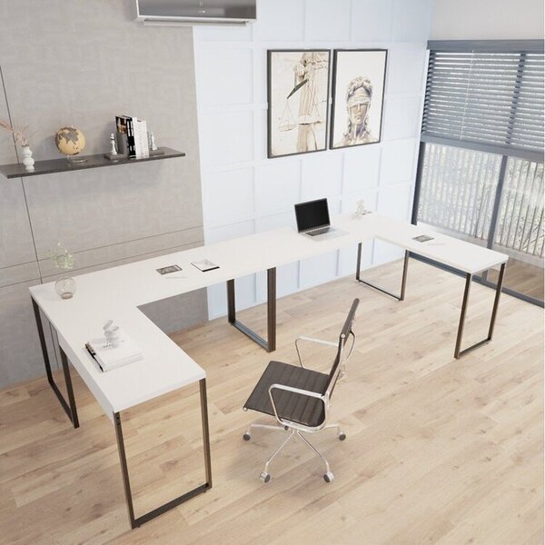 Kit 2 Mesas De Escritório Em L Estilo Industrial 1,50mx1,50m