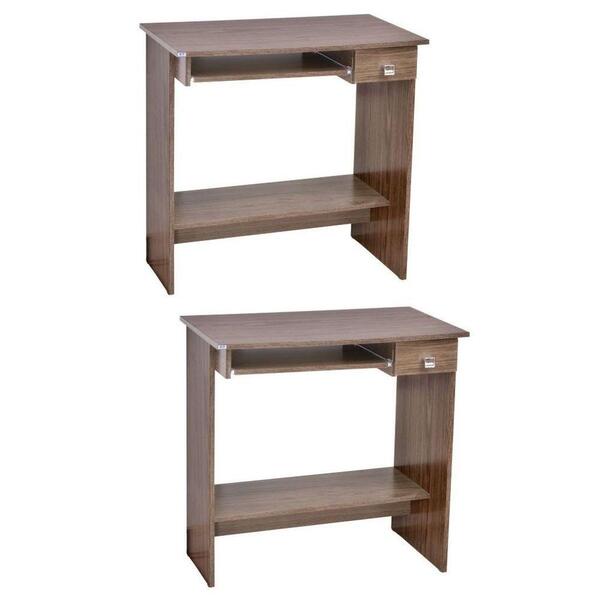 Kit 2 Mesas Escrivaninha Para Computador Ajl Castanho - Ajl M