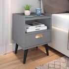 Kit 2 Mesas Estilo 1 Gaveta Cinza Cabeceira Julia Cama Box 1.