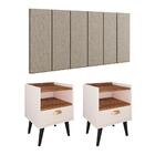 Kit 2 Mesas Estilo 1 Gaveta Off White/freijó Cabeceira Julia